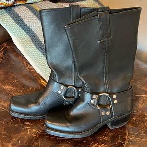 Frye Harness 12R Black Leather Moto Boot Women 8